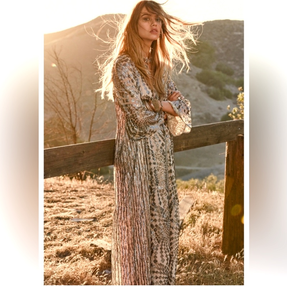 HOST PICK!   Iconic Free People Silver Maxi Dress🪩🪩🪩🪩🪩